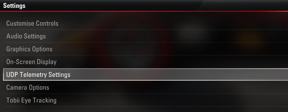 UDP telemetry settings