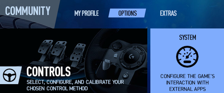 Options menu